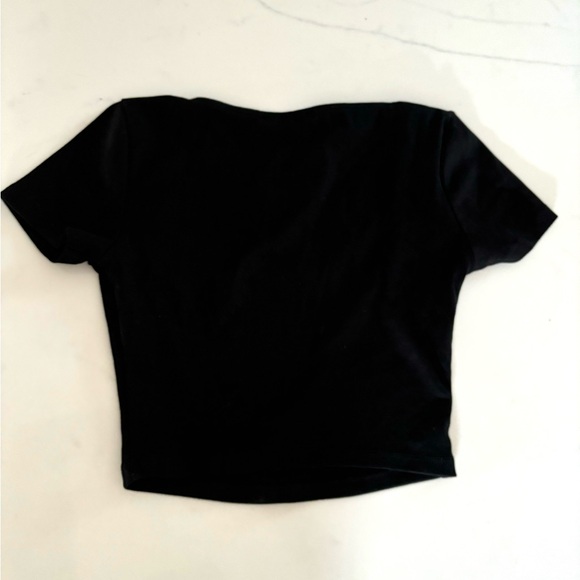 ZARA•black square neck short sleeve cropped top medium NWT - Picture 3 of 6